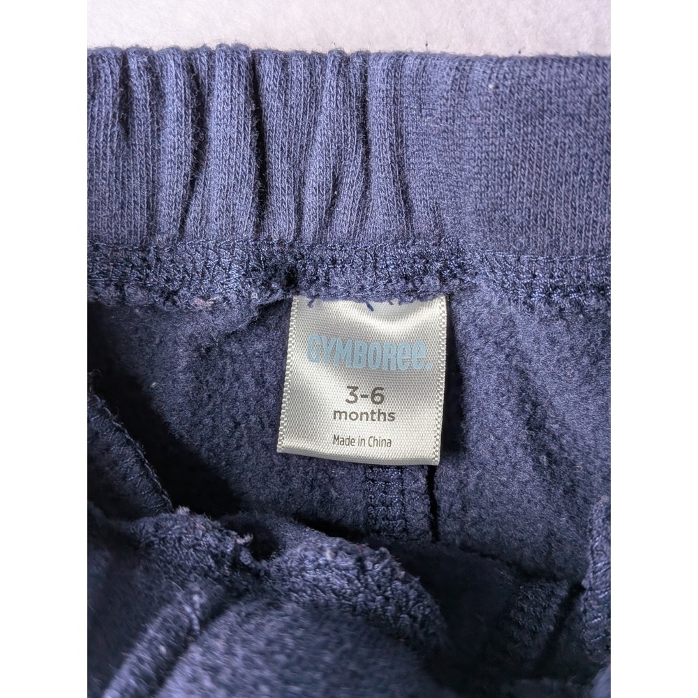 Gymboree Baby Boy Navy Blue Fleece Jogger Pants Striped Cuffs 3-6 Months - Picture 2 of 8